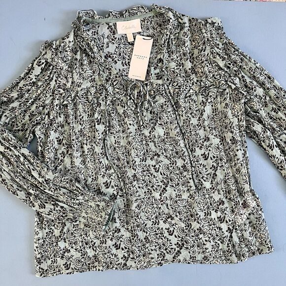 NWT Cleobella Loretta Iris Floral Print Chiffon Puff Sleeve Blouse - Picture 7 of 9